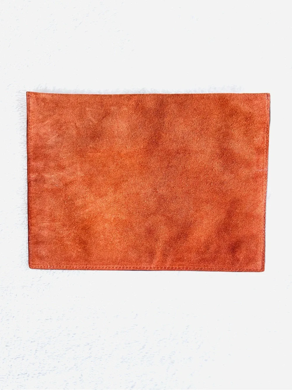 GAP Genuine Suede Leather Zipper Clutch Pouch, Cognac Brown, NWOT